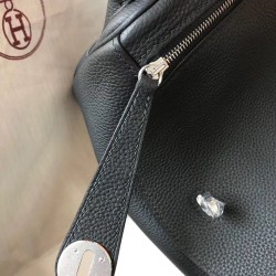 Hermes Lindy 26cm Bag In Black Clemence With PHW TDBS27409