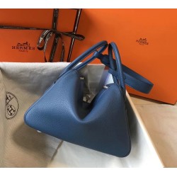 Hermes Lindy 26cm Bag In Blue Agate Clemence With PHW TDBS27410