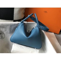 Hermes Lindy 26cm Bag In Blue Jean Clemence With PHW TDBS27411