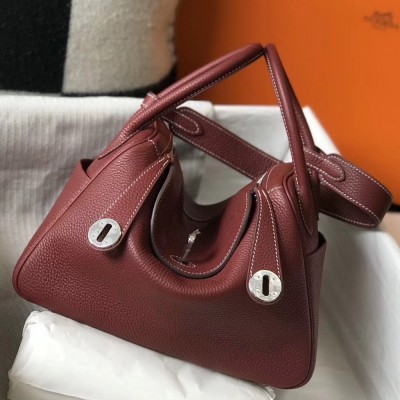 Hermes Lindy 26cm Bag In Bordeaux Clemence With PHW TDBS27413