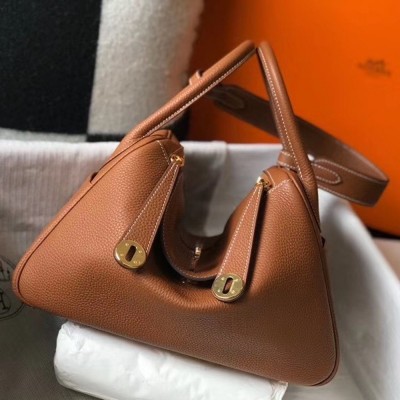 Hermes Lindy 26cm Bag In Gold Clemence With GHW TDBS27415