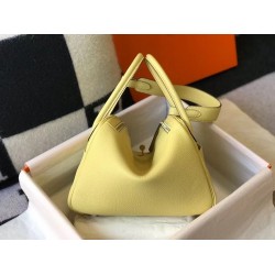 Hermes Lindy 26cm Bag In Jaune Poussin Clemence With GHW TDBS27417