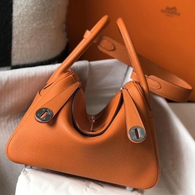 Hermes Lindy 26cm Bag In Orange Clemence With PHW TDBS27419