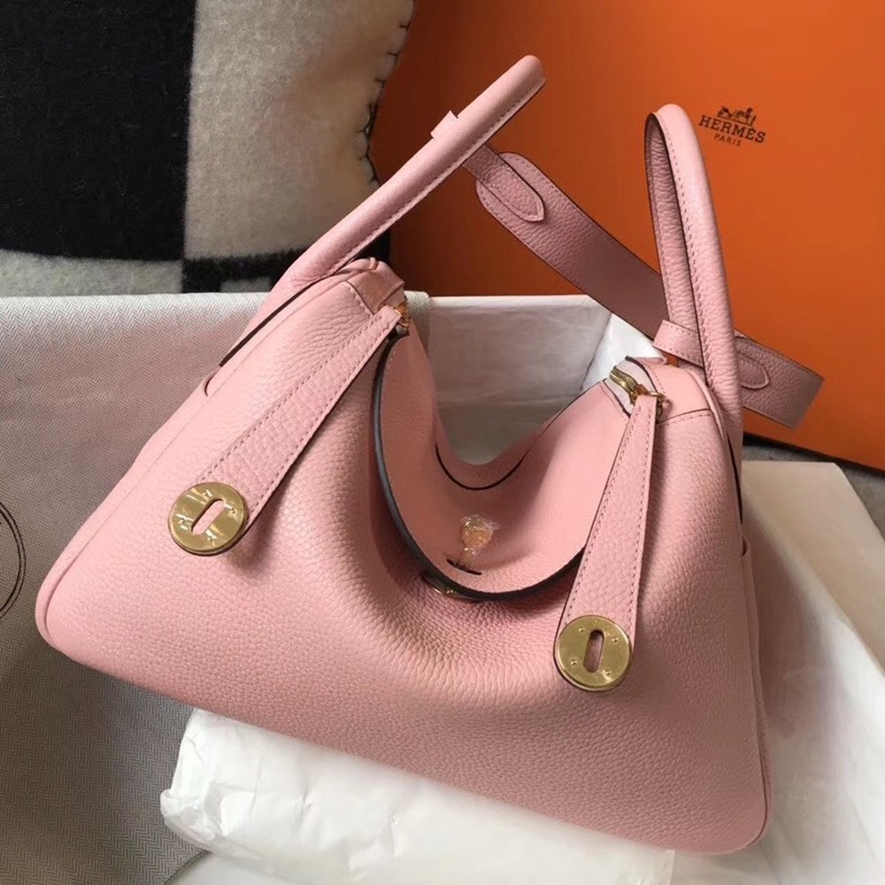 Hermes Lindy 26cm Bag In Pink Clemence With GHW TDBS27420