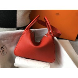 Hermes Lindy 26cm Bag In Red Clemence With PHW TDBS27421