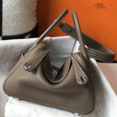 Hermes Lindy 26cm Bag In Taupe Grey Clemence With PHW TDBS27422