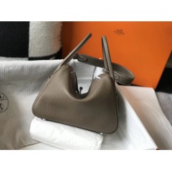 Hermes Lindy 26cm Bag In Taupe Grey Clemence With PHW TDBS27422