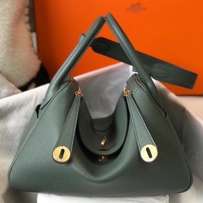 Hermes Lindy 26cm Bag In Vert Amande Clemence With GHW TDBS27423