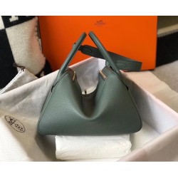 Hermes Lindy 26cm Bag In Vert Amande Clemence With GHW TDBS27423