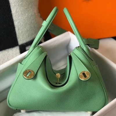 Hermes Lindy 26cm Bag In Vert Criquet Clemence With GHW TDBS27424