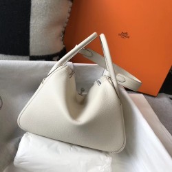 Hermes Lindy 26cm Bag In White Clemence With PHW TDBS27425