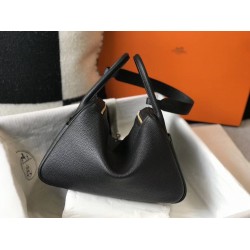 Hermes Lindy 30cm Bag In Black Clemence Leather TDBS27426