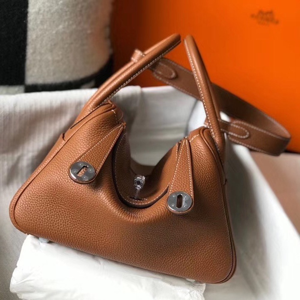 Hermes Lindy 30cm Bag In Brown Clemence Leather TDBS27431