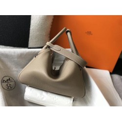 Hermes Lindy 30cm Bag In Grey Clemence Leather TDBS27432