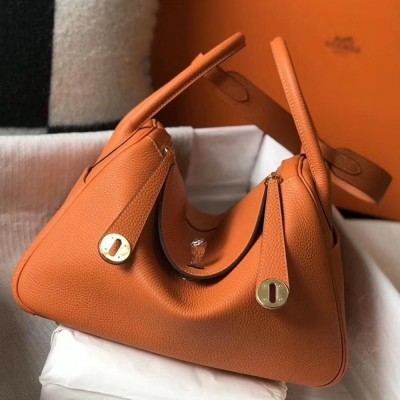 Hermes Lindy 30cm Bag In Orange Clemence Leather TDBS27435