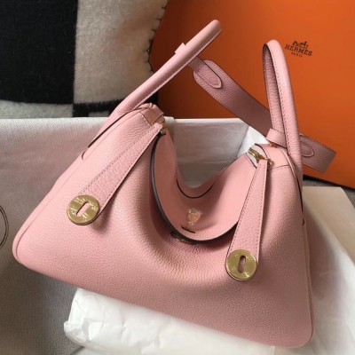 Hermes Lindy 30cm Bag In Pink Clemence Leather TDBS27436