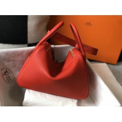 Hermes Lindy 30cm Bag In Red Clemence Leather TDBS27437