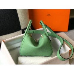 Hermes Lindy Mini Bag In Vert Criquet Clemence Calfskin TDBS27439