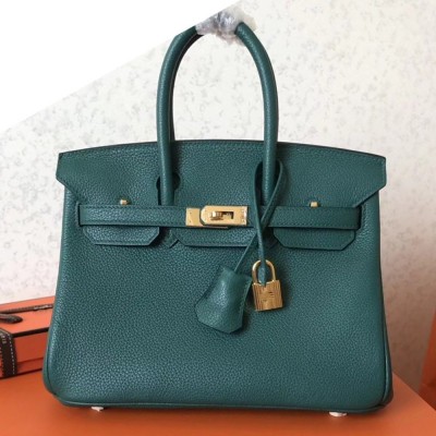 Hermes Malachite Birkin 25cm Clemence Handmade Bag TDBS26262