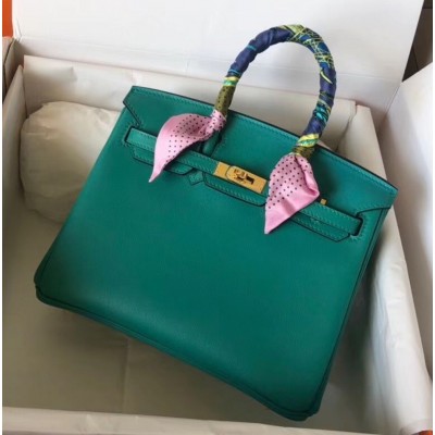 Hermes Malachite Birkin 25cm Swift Handmade Bag TDBS26264