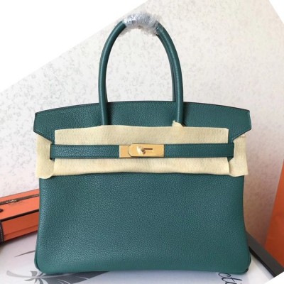 Hermes Malachite Birkin 30cm Clemence Handmade Bag TDBS26265