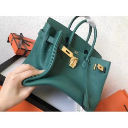 Hermes Malachite Birkin 30cm Clemence Handmade Bag TDBS26265