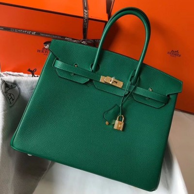 Hermes Malachite Clemence Birkin 35cm Bag TDBS26269