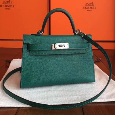 Hermes Malachite Epsom Kelly Mini II Handmade Bag TDBS27222