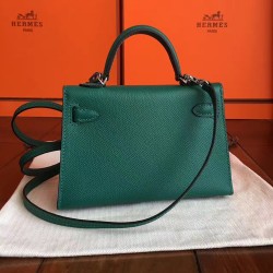 Hermes Malachite Epsom Kelly Mini II Handmade Bag TDBS27222