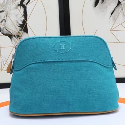 Hermes Medium Bolide Travel Case In Blue Horizon Cotton TDBS26402