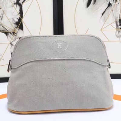 Hermes Medium Bolide Travel Case In Grey Cotton TDBS26404