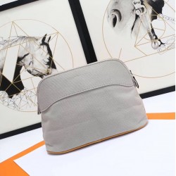 Hermes Medium Bolide Travel Case In Grey Cotton TDBS26404