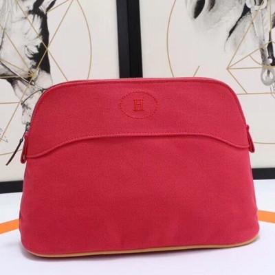 Hermes Medium Bolide Travel Case In Red Cotton TDBS26406