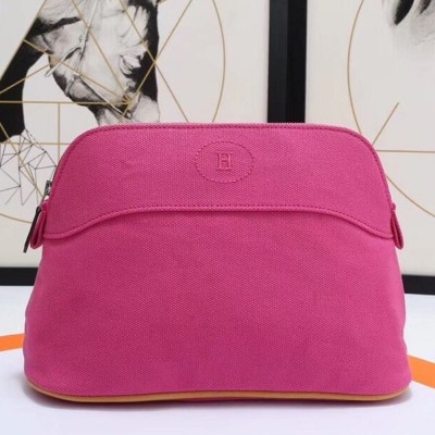 Hermes Medium Bolide Travel Case In Rose Red Cotton TDBS26407