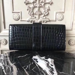 Hermes Medor Clutch Bag In Black Crocodile Leather TDBS26607