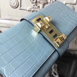 Hermes Medor Clutch Bag In Ciel Crocodile Leather TDBS26611