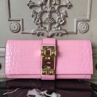 Hermes Medor Clutch Bag In Pink Crocodile Leather TDBS26614