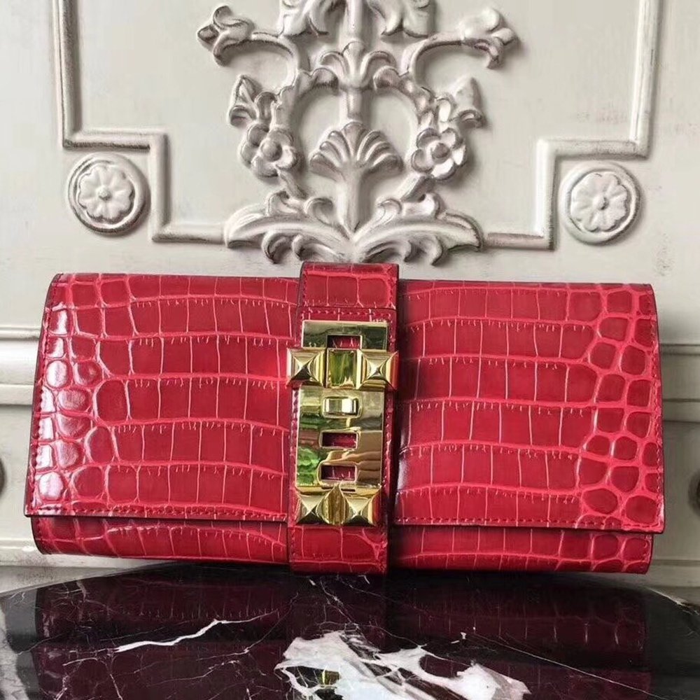 Hermes Medor Clutch Bag In Red Crocodile Leather TDBS26615