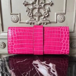 Hermes Medor Clutch Bag In Rose Red Crocodile Leather TDBS26616