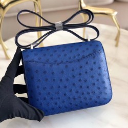 Hermes Mini Constance 18cm Blue Electric Ostrich Leather TDBS26540