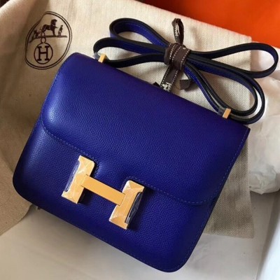 Hermes Mini Constance 18cm Epsom Blue Electric Bag TDBS26542