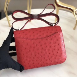 Hermes Mini Constance 18cm Red Ostrich Leather TDBS26553