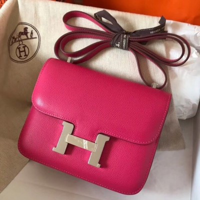 Hermes Mini Constance 18cm Rose Red Epsom Bag TDBS26555