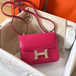 Hermes Mini Constance 18cm Rose Red Epsom Bag TDBS26555