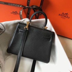 Hermes Mini Kelly 20cm Bag In Black Clemence Leather TDBS27226