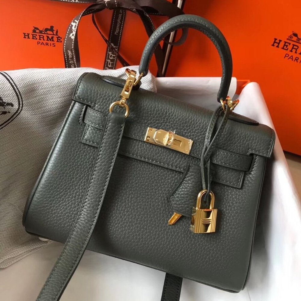 Hermes Mini Kelly 20cm Bag In Canopee Clemence Leather TDBS27231