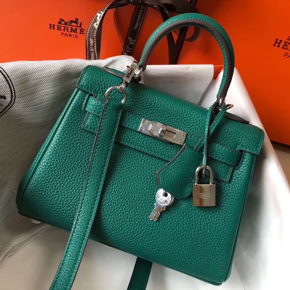 Hermes Mini Kelly 20cm Bag In Malachite Clemence Leather TDBS27234