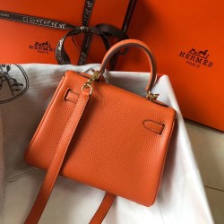 Hermes Mini Kelly 20cm Bag In Orange Clemence Leather TDBS27235