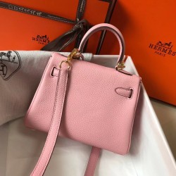 Hermes Mini Kelly 20cm Bag In Pink Clemence Leather TDBS27236