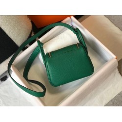 Hermes Mini Lindy Bag In Green Clemence Leather TDBS27443